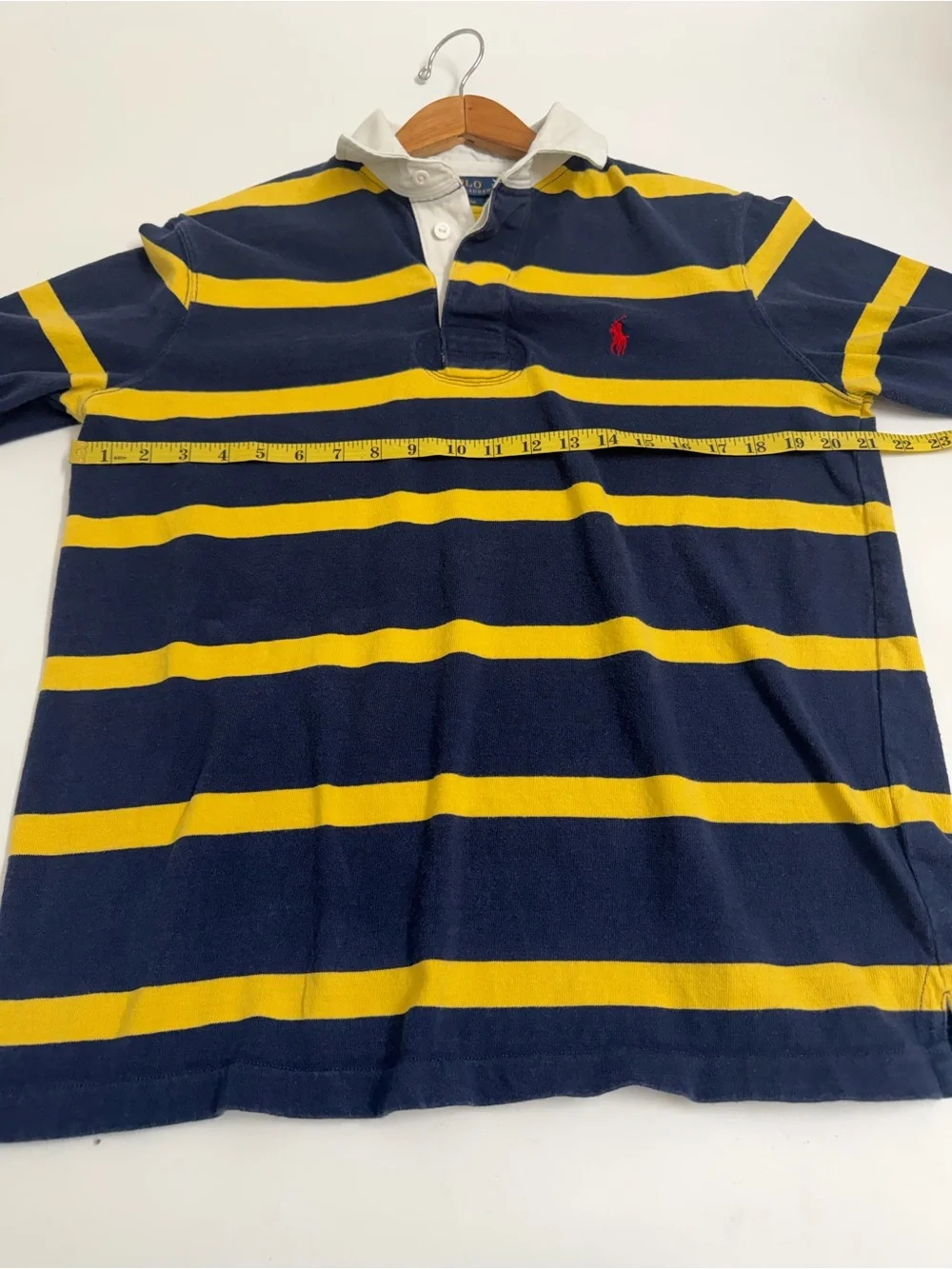 Polo Ralph Lauren Rugby Shirt Men’s M Navy Yellow Stripe Classic Fit Cotton